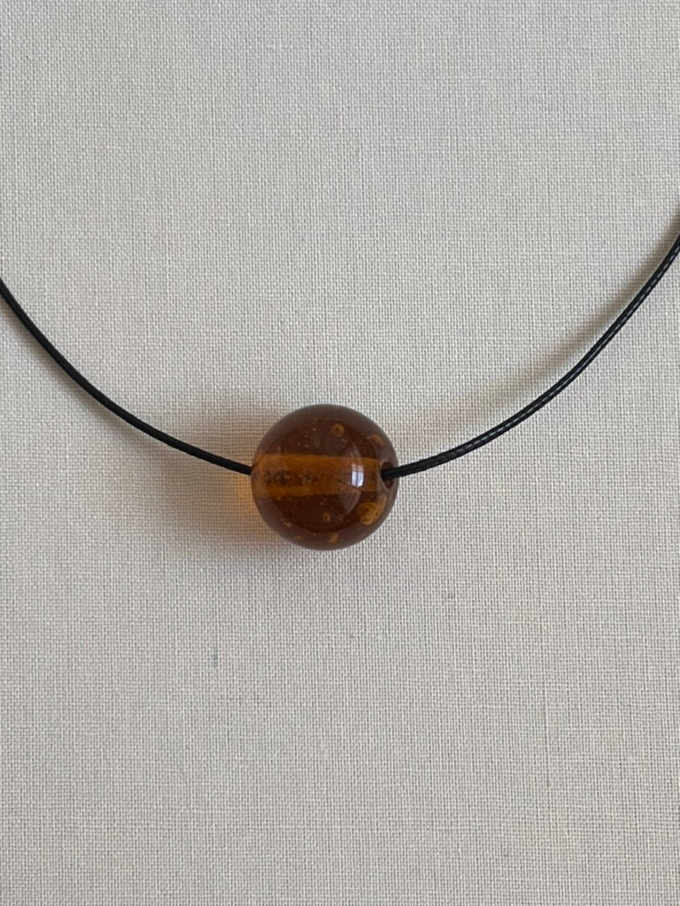 06 CLEAR BROWN GLASS NECKLACE