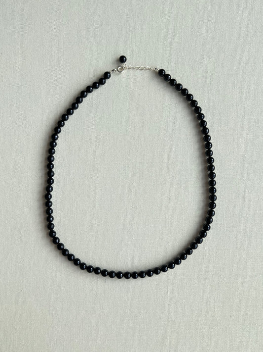 6MM BLACK BEADS NECKLACE